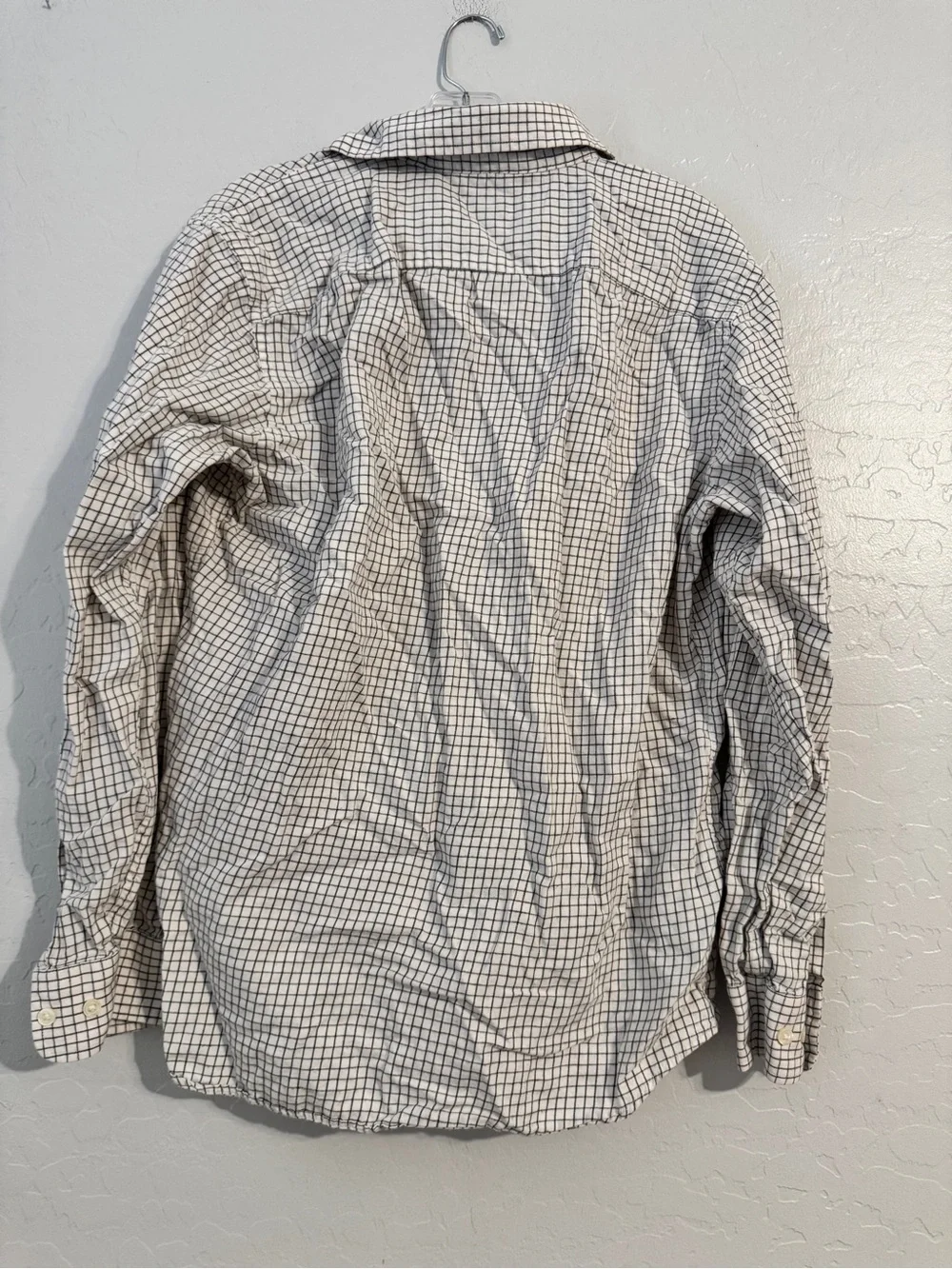 👕Banana Republic Woven White/Black Check Button-Up Collared LS Standard Fit M